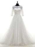 Modest Wedding Dresses,Wedding Dress with Sleeves,Aline Wedding Dress,WD00257