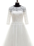 Modest Wedding Dresses,Wedding Dress with Sleeves,Aline Wedding Dress,WD00257