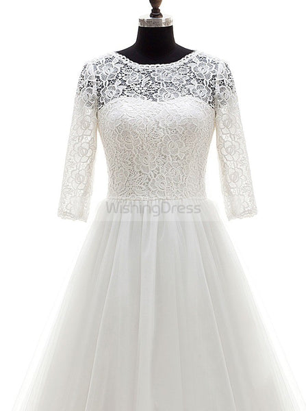 Modest Wedding Dresses,Wedding Dress with Sleeves,Aline Wedding Dress,WD00257