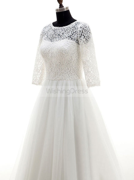 Modest Wedding Dresses,Wedding Dress with Sleeves,Aline Wedding Dress,WD00257