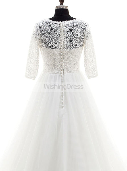 Modest Wedding Dresses,Wedding Dress with Sleeves,Aline Wedding Dress,WD00257