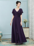Mother of the Bride Dresses with Sleeves,Dark Purple Mother Dress,Youthful Mother Dress,MD00006