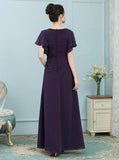 Mother of the Bride Dresses with Sleeves,Dark Purple Mother Dress,Youthful Mother Dress,MD00006