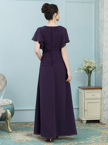 Mother of the Bride Dresses with Sleeves,Dark Purple Mother Dress,Youthful Mother Dress,MD00006
