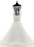 Off Shoulder Wedding Dresses,Wedding Dress with Sleeves,Mermaid Bridal Dress,WD00104