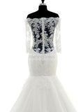 Off Shoulder Wedding Dresses,Wedding Dress with Sleeves,Mermaid Bridal Dress,WD00104