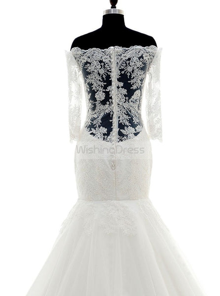 Off Shoulder Wedding Dresses,Wedding Dress with Sleeves,Mermaid Bridal Dress,WD00104