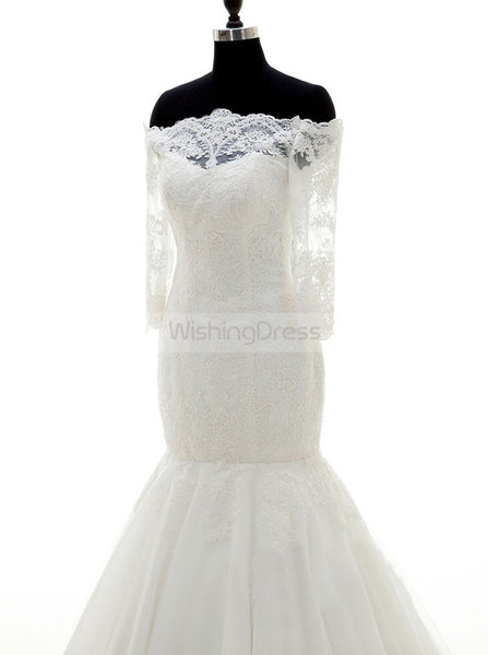 Off Shoulder Wedding Dresses,Wedding Dress with Sleeves,Mermaid Bridal Dress,WD00104