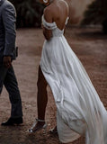 White Wedding Dresses,Off the Shoulder Wedding Dress,Boho Bridal Dress,Beach Bridal Dress,WD00162
