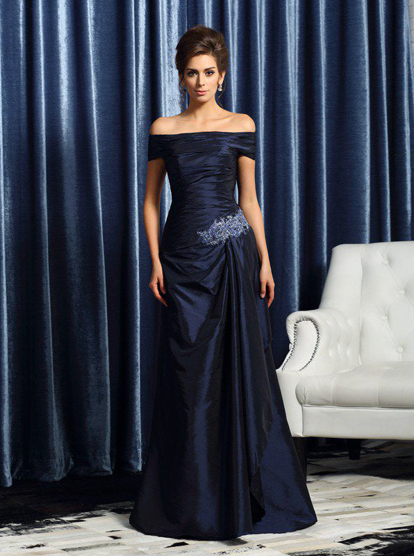 Off the Shoulder Mother of the Bride Dresses,Dark Navy Mother Dress,MD