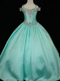 Off the Shoulder Satin Little Princess Dresses,Beaded Little Girls Pageant Gowns,GPD0056