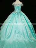 Off the Shoulder Satin Little Princess Dresses,Beaded Little Girls Pageant Gowns,GPD0056
