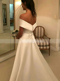 Off the Shoulder Satin Wedding Dresses,Simple A-line Wedding Dress,WD00514