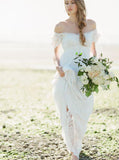 Off the Shoulder Wedding Dresses,Lace Wedding Dress,Beach Wedding Dress,Boho Bridal Dress,WD00148