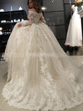 Off the Shoulder Wedding Gown,Long Sleeves Bridal Gown,WD00396