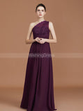 One Shoulder Bridesmaid Dresses,Grape Bridesmaid Dress,Long Bridesmaid Dress,BD00229