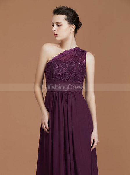 One Shoulder Bridesmaid Dresses,Grape Bridesmaid Dress,Long Bridesmaid Dress,BD00229