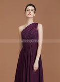 One Shoulder Bridesmaid Dresses,Grape Bridesmaid Dress,Long Bridesmaid Dress,BD00229