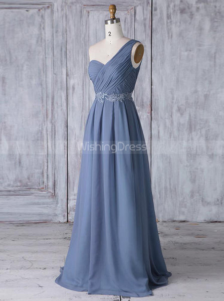 One Shoulder Bridesmaid Dresses,Long Bridesmaid Dress,BD00364