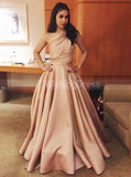 One Shoulder Pleated Prom Dresses,A-line Evening Dress,PD00399