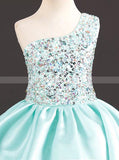 One Shoulder Short Girls Party Dress,Sparkly Birthday Dress,GPD0013