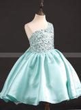 One Shoulder Short Girls Party Dress,Sparkly Birthday Dress,GPD0013