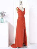 Orange Bridesmaid Dresses,Modern Bridesmaid Dress,Chiffon Bridesmaid Dress,BD00204