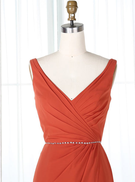 Orange Bridesmaid Dresses,Modern Bridesmaid Dress,Chiffon Bridesmaid Dress,BD00204
