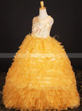Orange Tiered Girls Pageant Dresses,Big Girls Pageant Ball Dress,GPD0005
