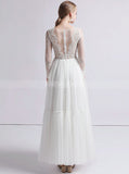 Outdoor Wedding Dress,Long Sleeves Ankle Length Wedding Dress,WD00397