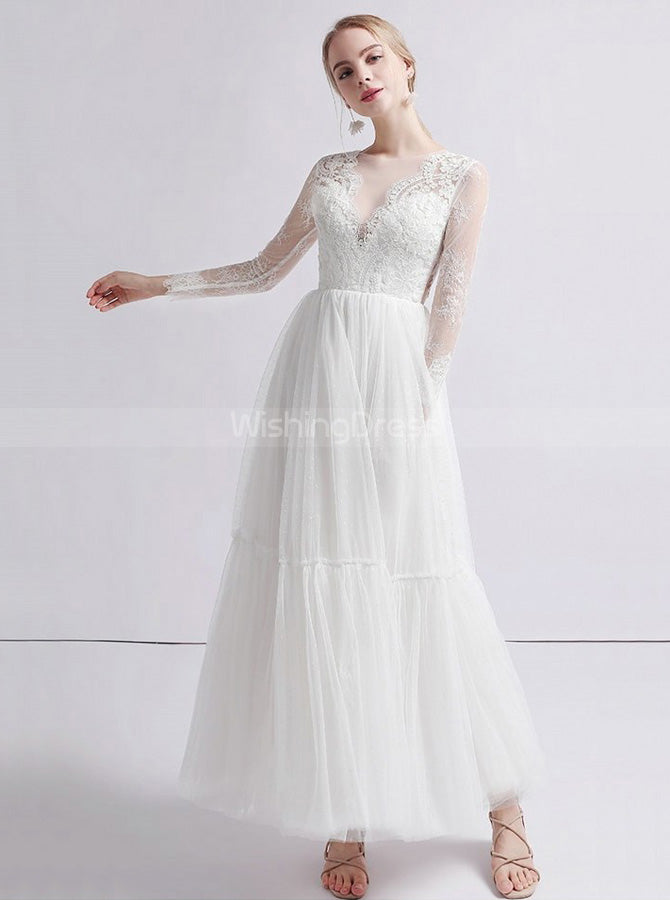 Outdoor Wedding Dress,Long Sleeves Ankle Length Wedding Dress,WD00397, US26W / White Outdoor Wedding Dress,Long Sleeves Ankle Length Wedding Dress,WD00397, US26W / White
