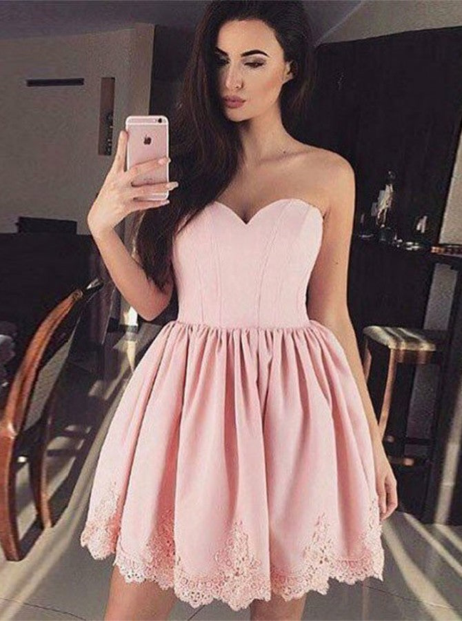 Peach Cocktail Dresses,Sweetheart Cocktail Dress,Simple Cocktail Dress