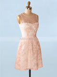 Peach Homecoming Dresses,Lace Homecoming Dress,Modest Homecoming Dress,HC00070