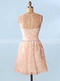 Peach Homecoming Dresses,Lace Homecoming Dress,Modest Homecoming Dress,HC00070