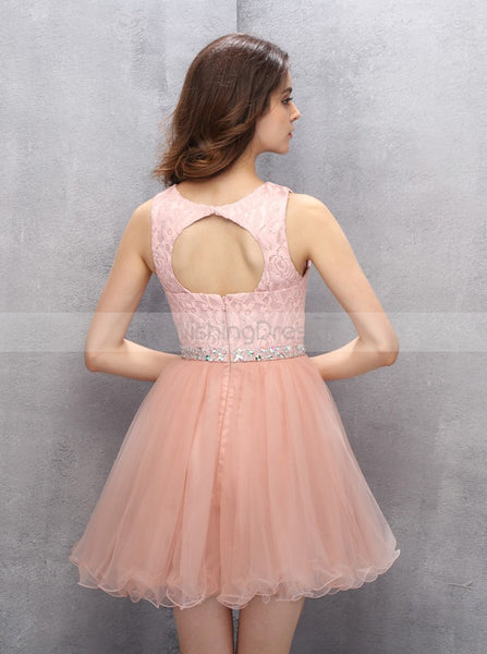 Peach Homecoming Dresses,Lace Sweet 16 Dress,Short Sweet 16 Dresses,Sw00014
