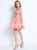 Peach Homecoming Dresses,Two Piece Homecoming Dress,Cocktail Dress for Teens,HC00154