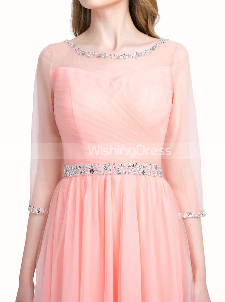 Peach Junior Prom Dresses,Prom Dress with Sleeves,Tulle Prom Dress,PD0 - Wishingdress Peach Junior Prom Dresses,Prom Dress with Sleeves,Tulle Prom Dress,PD0 - Wishingdress