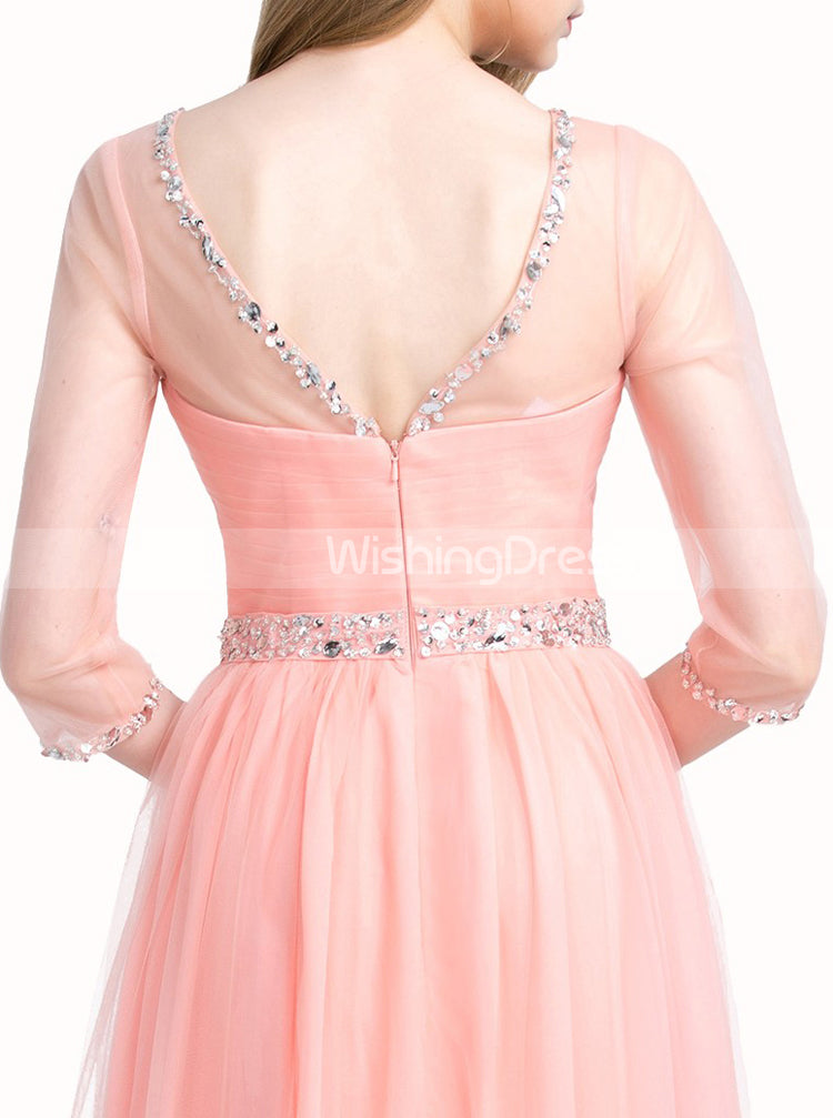 Peach Junior Prom Dresses,Prom Dress with Sleeves,Tulle Prom Dress,PD0 - Wishingdress Peach Junior Prom Dresses,Prom Dress with Sleeves,Tulle Prom Dress,PD0 - Wishingdress