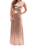 Pink Bridesmaid Dress,Sequined Bridesmaid Dress,Bridesmaid Dress with Short Sleeves,BD00020