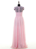 Pink Bridesmaid Dress with Sleeves,Long Bridesmaid Dress,Chiffon Bridesmaid Dress,BD00166