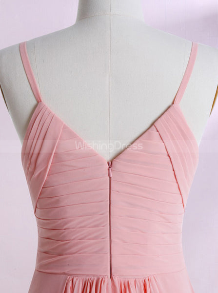 Peach Bridesmaid Dresses,Long Bridesmaid Dress,Spaghetti Straps Bridesmaid Dress,BD00262