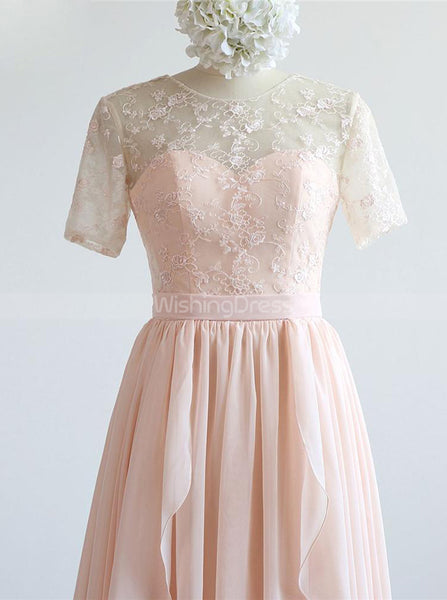 Pink Bridesmaid Dresses with Sleeves,Elegant Bridesmaid Dress,BD00340