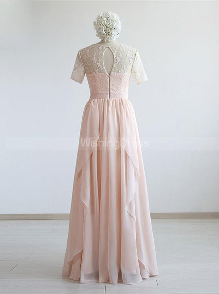 Pink Bridesmaid Dresses with Sleeves,Elegant Bridesmaid Dress,BD00340
