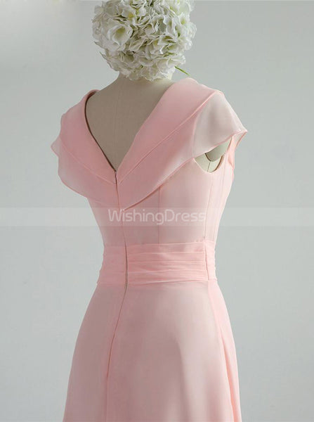 Pink Chiffon Bridesmaid Dresses,Ruffled Bridesmaid Dress,BD00343
