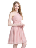Pink Homecoming Dress,One Shoulder Homecoming Dresses,Knee Length Homecoming Dress,HC00057