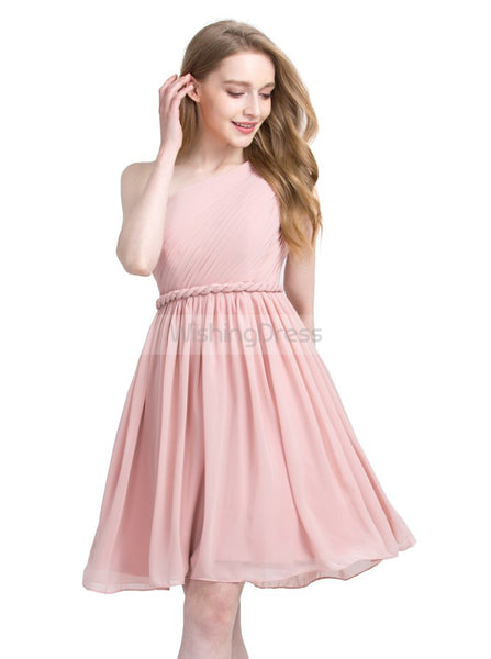 Pink Homecoming Dress,One Shoulder Homecoming Dresses,Knee Length Homecoming Dress,HC00057