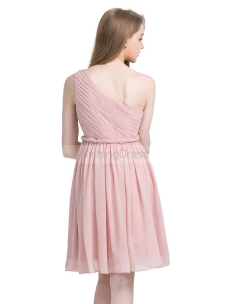 Pink Homecoming Dress,One Shoulder Homecoming Dresses,Knee Length Homecoming Dress,HC00057