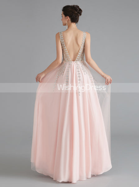 Pink Homecoming Dress with Slit,Long Tulle Prom Dress for Teens,HC00202