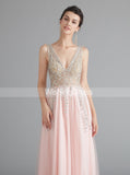Pink Homecoming Dress with Slit,Long Tulle Prom Dress for Teens,HC00202
