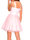Pink Homecoming Dresses,Modest Homecoming Dress,Short Homecoming Dress,HC00011
